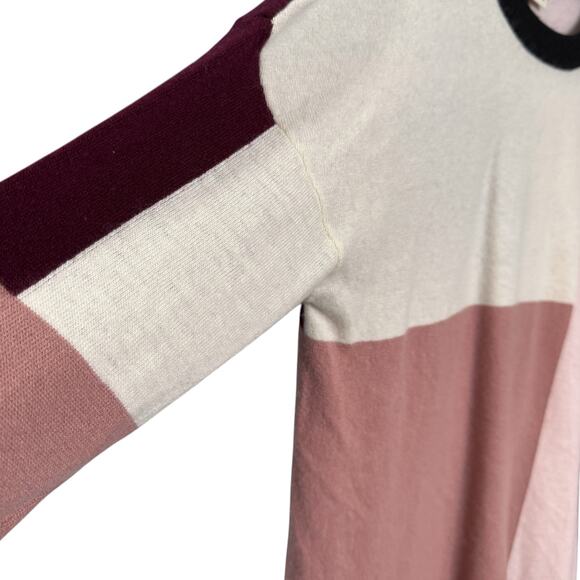 Kate‎ Spade Revolve M Colorblock Crewneck Sweater Pink Maroon Wool Cashmere Twee - Picture 6 of 10